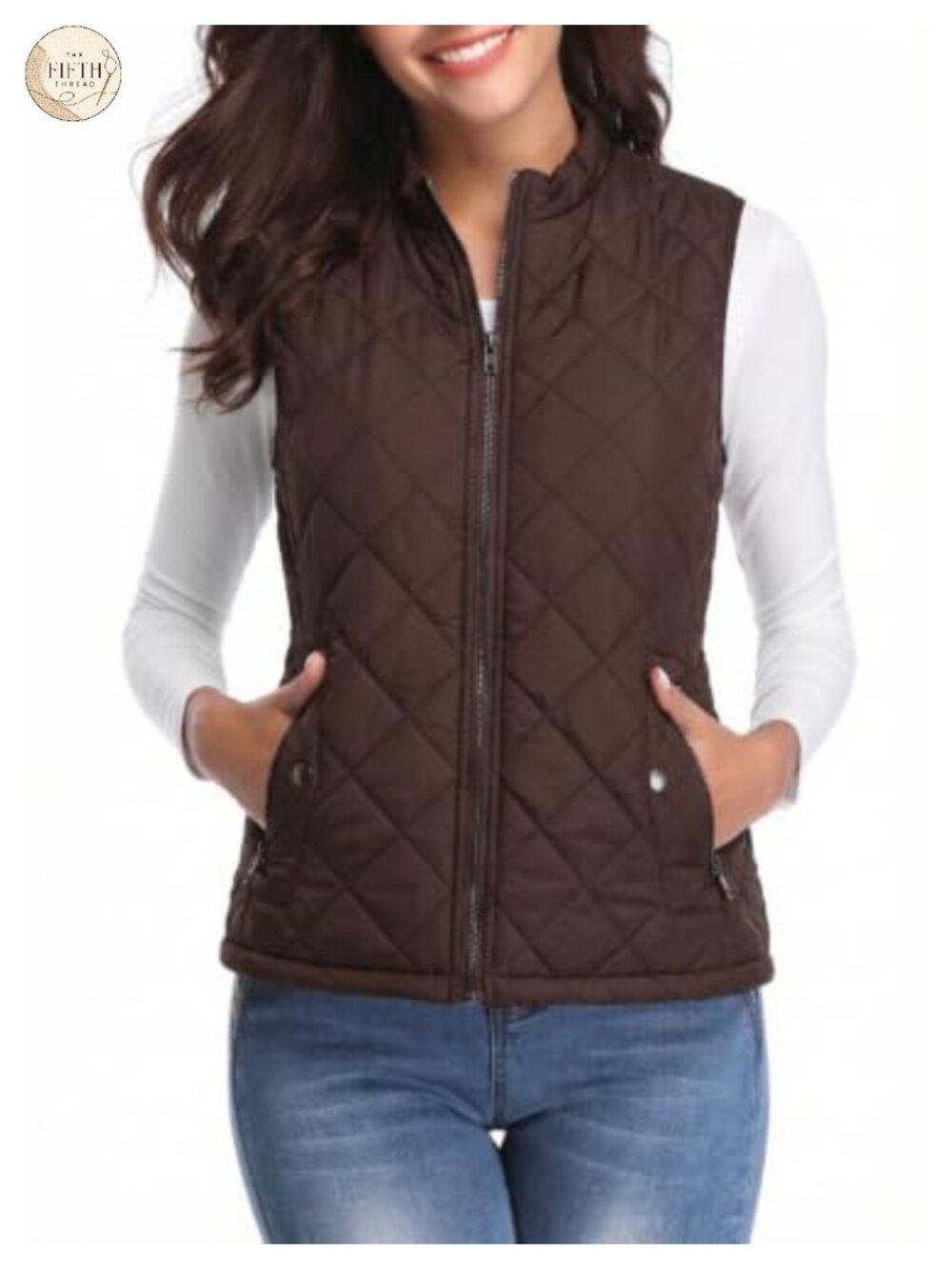Quilted Puffer Vest Lightweight Zip Gilet Stand Collar Sleeveless Layer